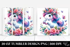 Jumping Baby Unicorn Drawing | 20 oz Tumbler Product Image 1