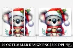 Happy Koala with Tea Cup, Transparent 20 Oz Tumbler Product Image 1