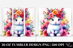 Cute Rabbit Sitting Watercolor 20 Oz Tumbler Product Image 1