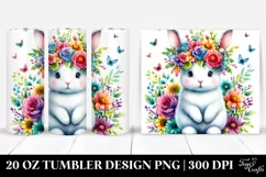 Adorned Cute Rabbit Watercolor 20 Oz Tumbler Product Image 1