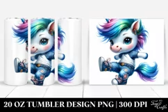 Cute Unicorn Jumping with Jeans | 20 oz Tumbler Product Image 1