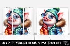 Posing Cute Pig Watercolor 20 Oz Tumbler Product Image 1