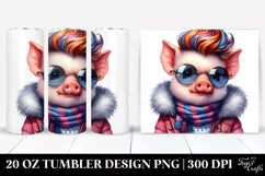 Posing Cute Pig Watercolor 20 Oz Tumbler Product Image 1