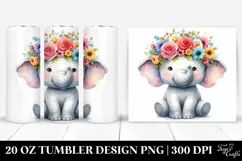 Colorful Flower Crown Elephant | 20 oz Tumbler Product Image 1