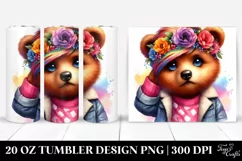 Posing Cute Bear Watercolor 20 Oz Tumbler Product Image 1