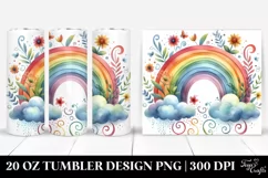 Whimsical Rainbow and Clouds Clipart | 20 oz Tumbler Product Image 1