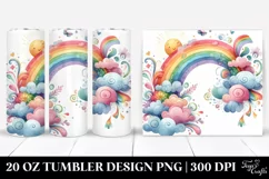Whimsical Rainbow and Clouds Clipart | 20 oz Tumbler Product Image 1