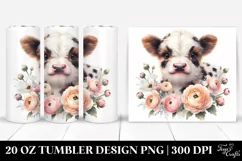 Highland Cow Ranunculus Tumbler | 20 Oz Product Image 1