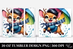 Happy Cute Deer Watercolor 20 Oz Tumbler Product Image 1