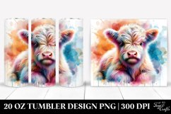 Colorful Pastel Baby Highland Cow. 20 oz Tumbler Design Product Image 1