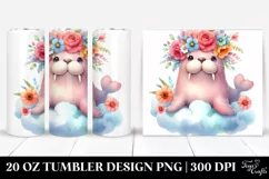 Adorned Cute Walrus Watercolor 20 Oz Tumbler Product Image 1