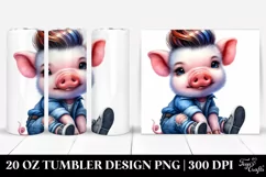 Sitting Cute Pig Watercolor 20 Oz Tumbler Product Image 1