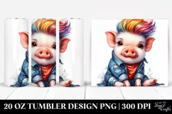 Sitting Cute Pig Watercolor 20 Oz Tumbler Product Image 1