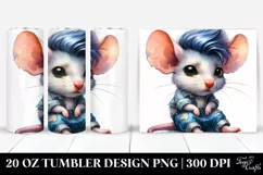 Sitting Cute Mouse Watercolor 20 Oz Tumbler Product Image 1
