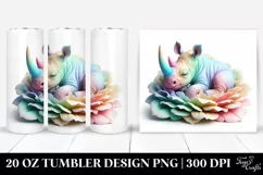 Pastel Rhino Sleeping Colorful | 20 Oz Tumbler Product Image 1