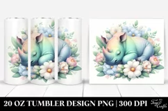 Pastel Rhino Sleeping Colorful | 20 Oz Tumbler Product Image 1