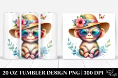 Watercolor Cute Baby Monkey | 20 Oz Tumbler Product Image 1