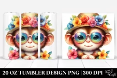 Watercolor Cute Baby Monkey | 20 Oz Tumbler Product Image 1
