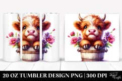 20 Oz Tumbler Sublimation | Cute Baby Highland Cow Bucket Product Image 1