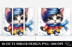 Raincoat Cat Watercolor | 20 oz Tumbler Product Image 1