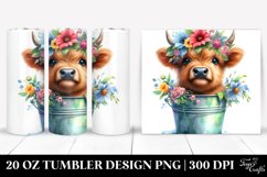 20 Oz Tumbler Sublimation | Cute Baby Highland Cow Bucket Product Image 1