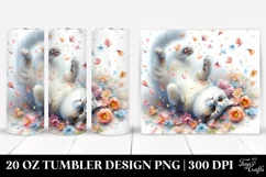 20 Oz Tumbler Sublimation | Tumbling Cat Spring Petals Product Image 1