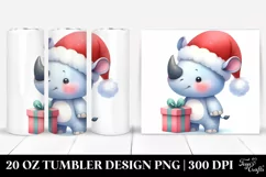 Happy Rhino with Gift Box, Transparent 20 Oz Tumbler Product Image 1