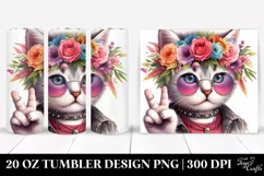 Contempt Cat with Floral Wreath, Transparent 20 Oz Tumbler Product Image 1