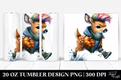 Vibrant Baby Deer Running with Cool Haircut | 20 oz Tumbler Product Image 1