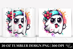 Contemptuous Ghost with Flower 20 Oz Tumbler Product Image 1