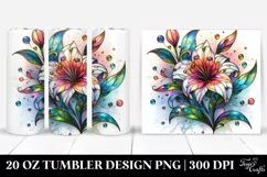 20 Oz Tumbler Sublimation | Colorful Lily Stained Product Image 1