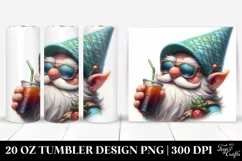 Detailed Gnome Beach Wear Turquoise Hat | 20 Oz Tumbler Product Image 1