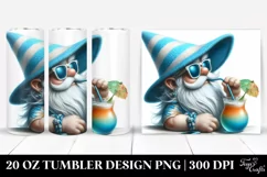 Detailed Gnome Beach Wear Turquoise Hat | 20 Oz Tumbler Product Image 1