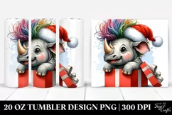 Expressive Baby Rhino with Santa Hat, Transparent 20 Oz Product Image 1