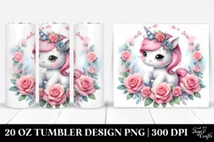 Watercolor Unicorn Rose Frame | 20 Oz Tumbler Product Image 1