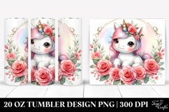Watercolor Unicorn Rose Frame | 20 Oz Tumbler Product Image 1