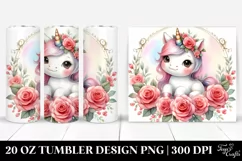 Watercolor Unicorn Rose Frame | 20 Oz Tumbler Product Image 1