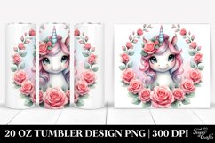 Watercolor Unicorn Rose Frame | 20 Oz Tumbler Product Image 1