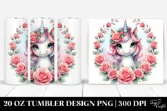 Watercolor Unicorn Rose Frame | 20 Oz Tumbler Product Image 1