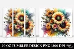 Colorful Abstract Watercolor Sunflower | 20 Oz Tumbler Product Image 1