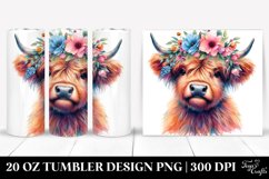 Contempt Highlandcow with Floral Wreath, Transparent 20 Oz Product Image 1