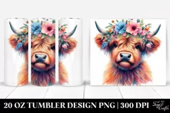 Contempt Highlandcow with Floral Wreath, Transparent 20 Oz Product Image 1
