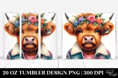 Contempt Highlandcow with Floral Wreath, Transparent 20 Oz Product Image 1