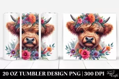 Contempt Highlandcow with Floral Wreath, Transparent 20 Oz Product Image 1