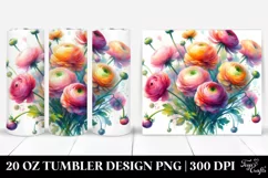 Watercolor Abstract Ranunculus Bouquet | 20 Oz Tumbler Product Image 1