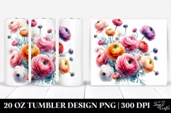 Watercolor Abstract Ranunculus Bouquet | 20 Oz Tumbler Product Image 1