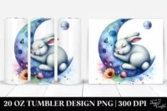 Colorful Watercolor Bunny Sleeping Moon | 20 Oz Tumbler Product Image 1