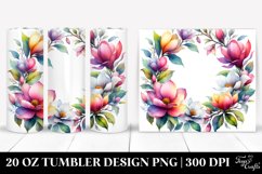 20 Oz Tumbler Sublimation | Colorful Magnolia Frame Product Image 1