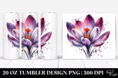 Detailed Shiny Crocus Watercolor Splash | 20 Oz Tumbler Product Image 1