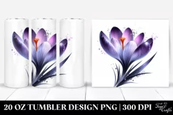 Detailed Shiny Crocus Watercolor Splash | 20 Oz Tumbler Product Image 1
